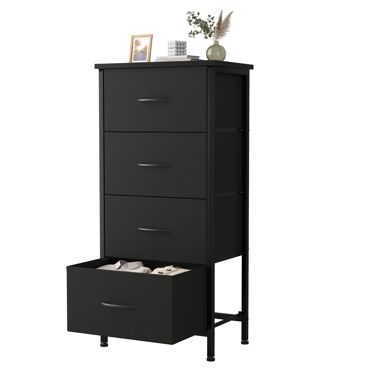 Sweetcrispy Dresser for Bedroom, 4 Drawer Storage Cabinet, Tall Nightstand