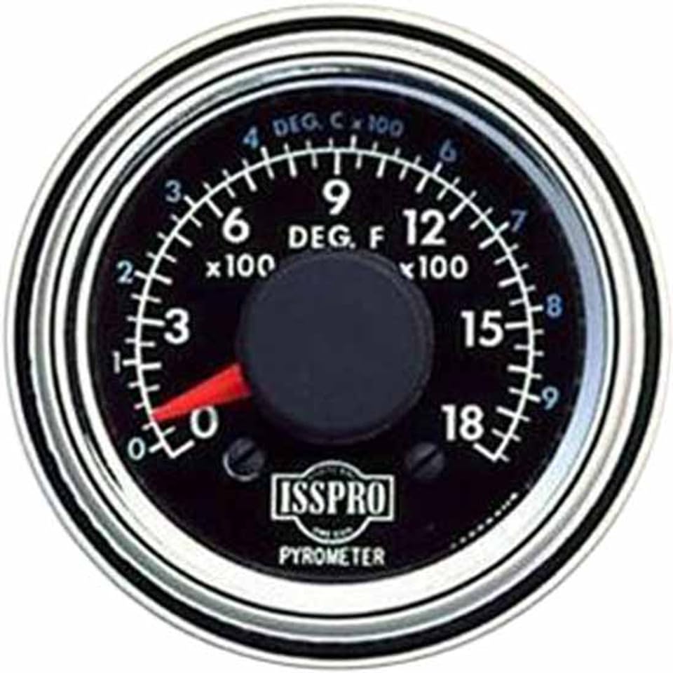 Generic 2-1/16 Inch Pyrometer Kit 0-1800F with Chrome Bezel, Black Face, Red Pointer, 14 Ft. Wiring