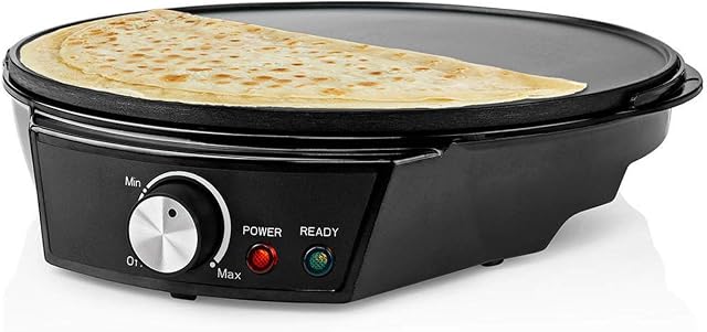 Ex-Pro Crepe Maker, Electric 30cm Crepe and Pancake Maker with Non Stick Plate, Adjustable Temperature, Batter Spreader and Spatula, 1200W - Black