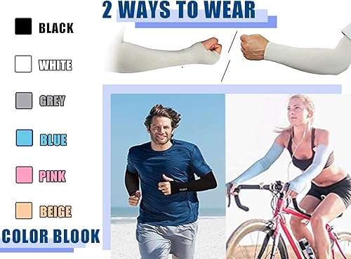 Miniatura 6 de Bacophy 36 pares de mangas para brazos con agujeros para el pulgar, protección solar para mujeres y hombres, protección solar, ciclismo, golf y