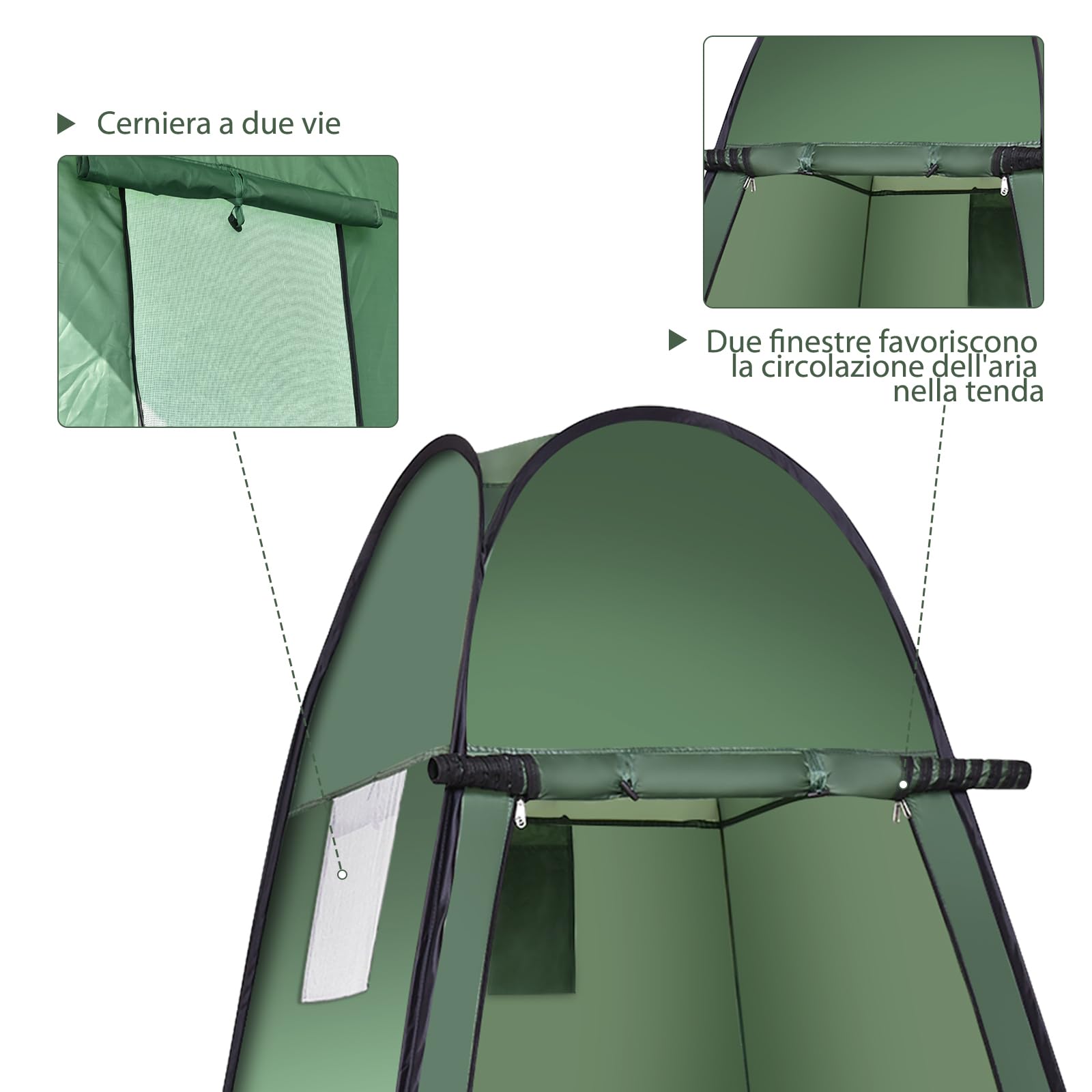 RELAX4LIFE Tenda Fasciatoio Pop-up, Cabina Doccia Pieghevole, Spogliatoio Portatile per Campeggio, Spiaggia e Trekking, Borsa per il Trasporto, 120 X 120 X 190cm (MODELLO 1)