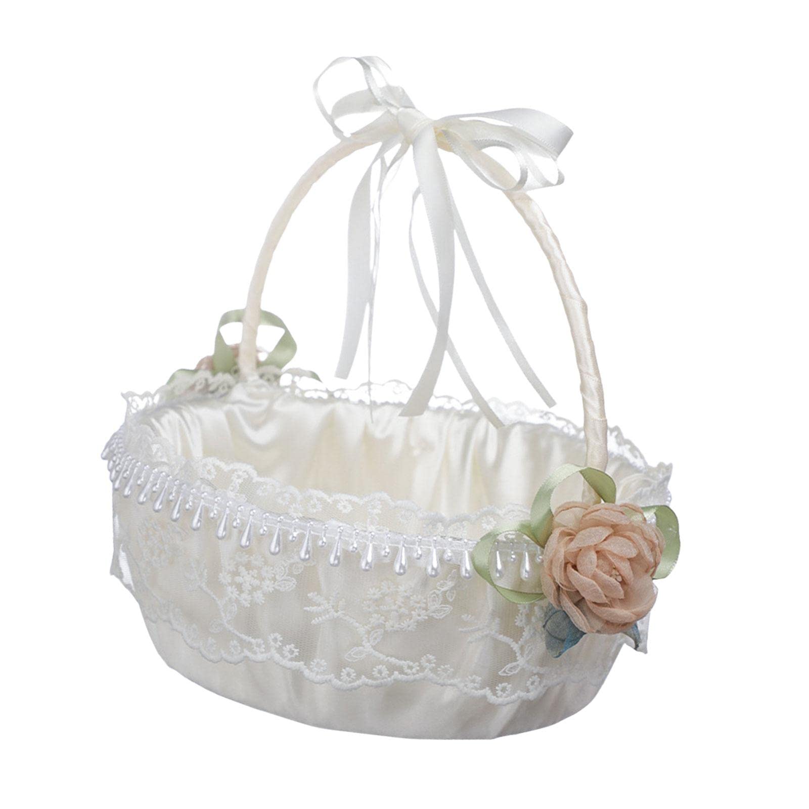 5er Set Hochzeit Blumenkorb weiß elegant Blumenmädchen Korb für besondere Anlässe Rose Style 5789
