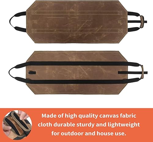 Miniatura 5 de Portador de leña encerada con asas, bolsa de lona para leña resistente, accesorios de estufa de leña para chimenea, perfecto para transportar madera