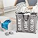 HOMEST Laundry Basket 3 Sections, Large Dirty Clothes Hamper Sorter for Bathroom, Foldable Hamper Divided, Grey