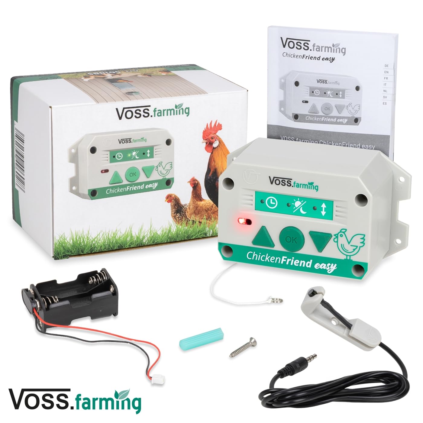 VOSS.farming Steuerung ChickenFriend Easy automatische Hühnertür, Hühnerklappe, Türöffner für Hühnerstall