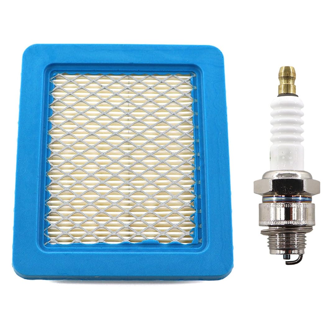 MCHNIC Air Filter Spark Plug for 491588 Briggs & Stratton Quantum 45 50 55 XM55 XTE40 XTE50 625 625er 650 675 Series, Toro 20332 799866, Craftsman 3364, Wolf 2058411 Mower