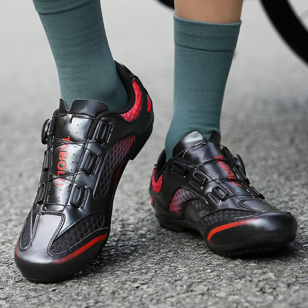 Scarpe da Ciclismo da Uomo E da Donna Scarpe da Bici Resistenti E Antiscivolo con Suola in Gomma Scarpe da Vélo Traspiranti con Lacci da Spin per Interni Ed Esterni