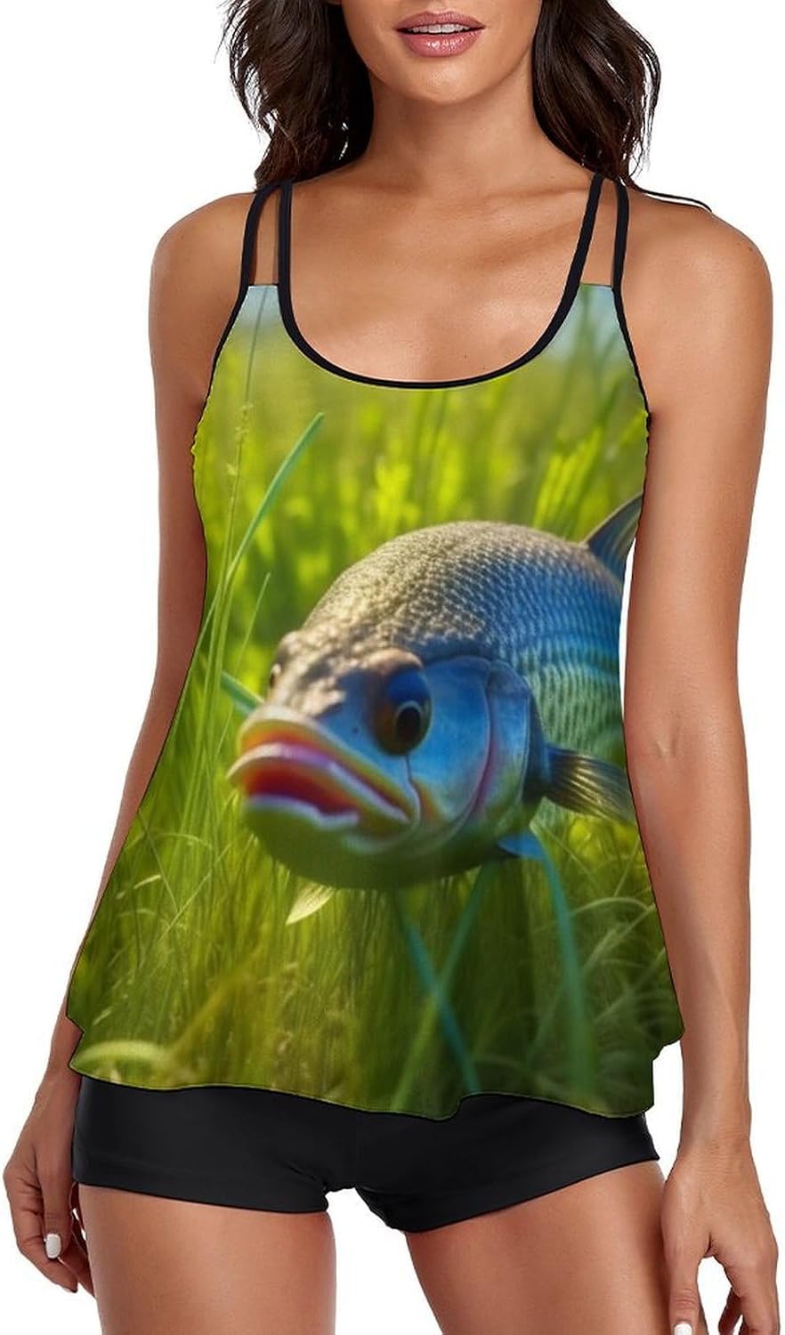 2 Piece Tankini Swimsuit for Women, Quick Dry Tank Top with Shorts for Beach and Sports