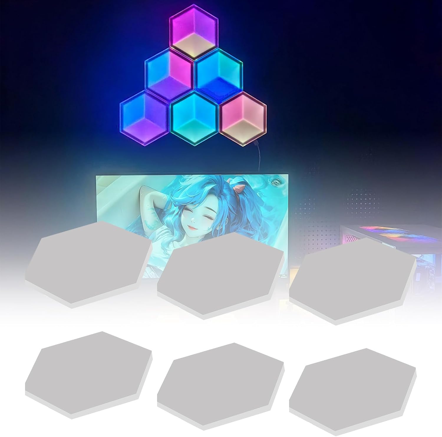 【楽天市場】SMART ゲーミングライト 六角形 ウォールライト リモコン 組合せ タイマー 調光 音感 Bluetooth led 壁 貼り付け  インテリア イルミネーション マルチカラー USB パーティー イベント おしゃれ 電光ホーム : 電光ホーム バラエティ本舗 SMART ゲーミングライト 三角形 ウォールライト リモコン 組合せ タイマー 調光 音感 Bluetooth l