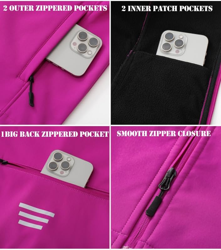 KVE Women's Hooded Softshell Vest Fleece Lined Windproof Zip Up Sleeveless Jacket Lightweight Coat for Running - Image 5