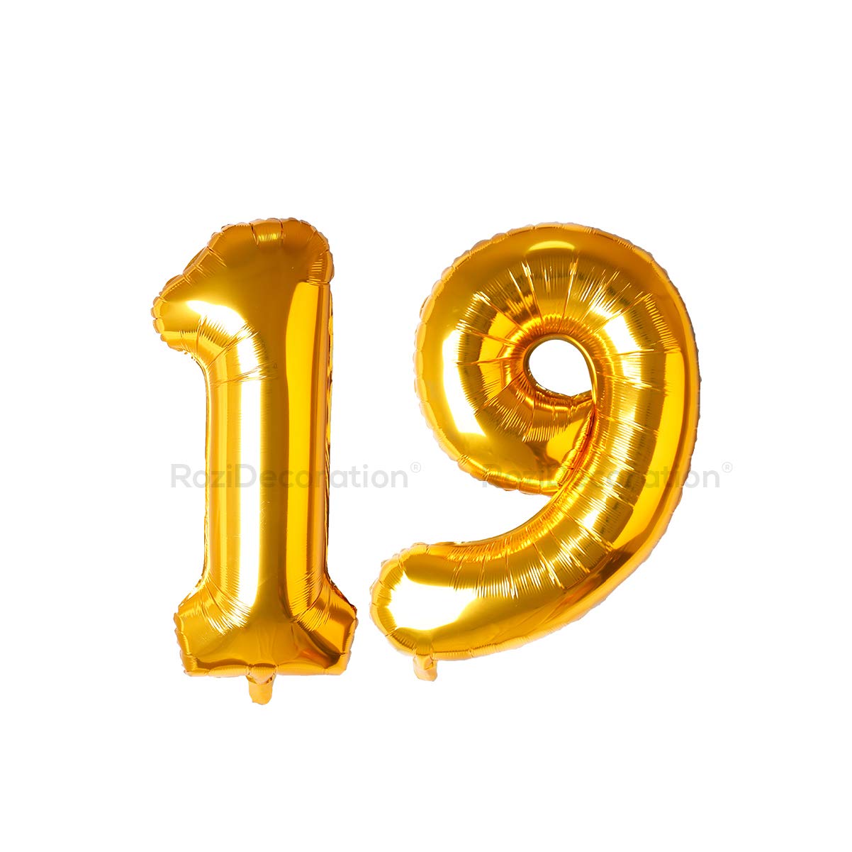 Rozi Decoration 19 Number Golden Foil Balloons 16? Inch Helium Supported for 19th Birthday Decoration Items | 19th Anniversary Decoration | 19 Number Balloon Pack of 2 Pcs 1
