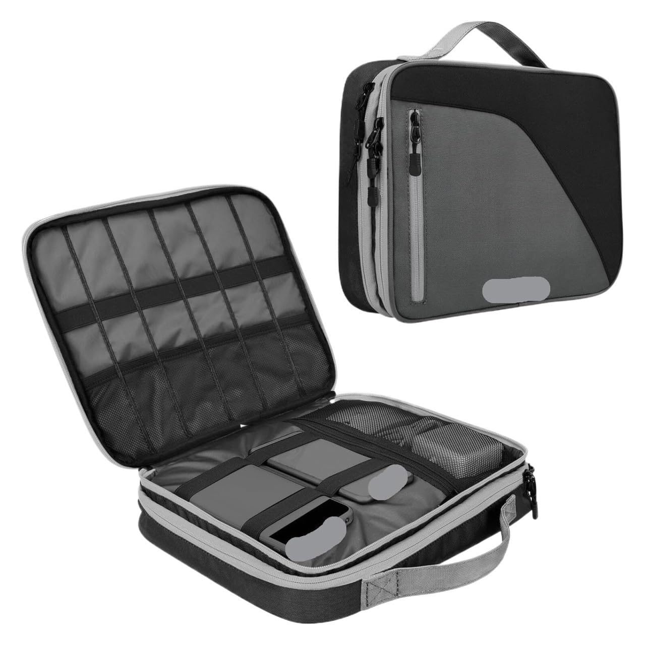 Akcesoria Torba organizatora, Cable Organizer Bag For Cables Hard Drives Double Layer Nylon Black Blue 32x25x7cm(Black)