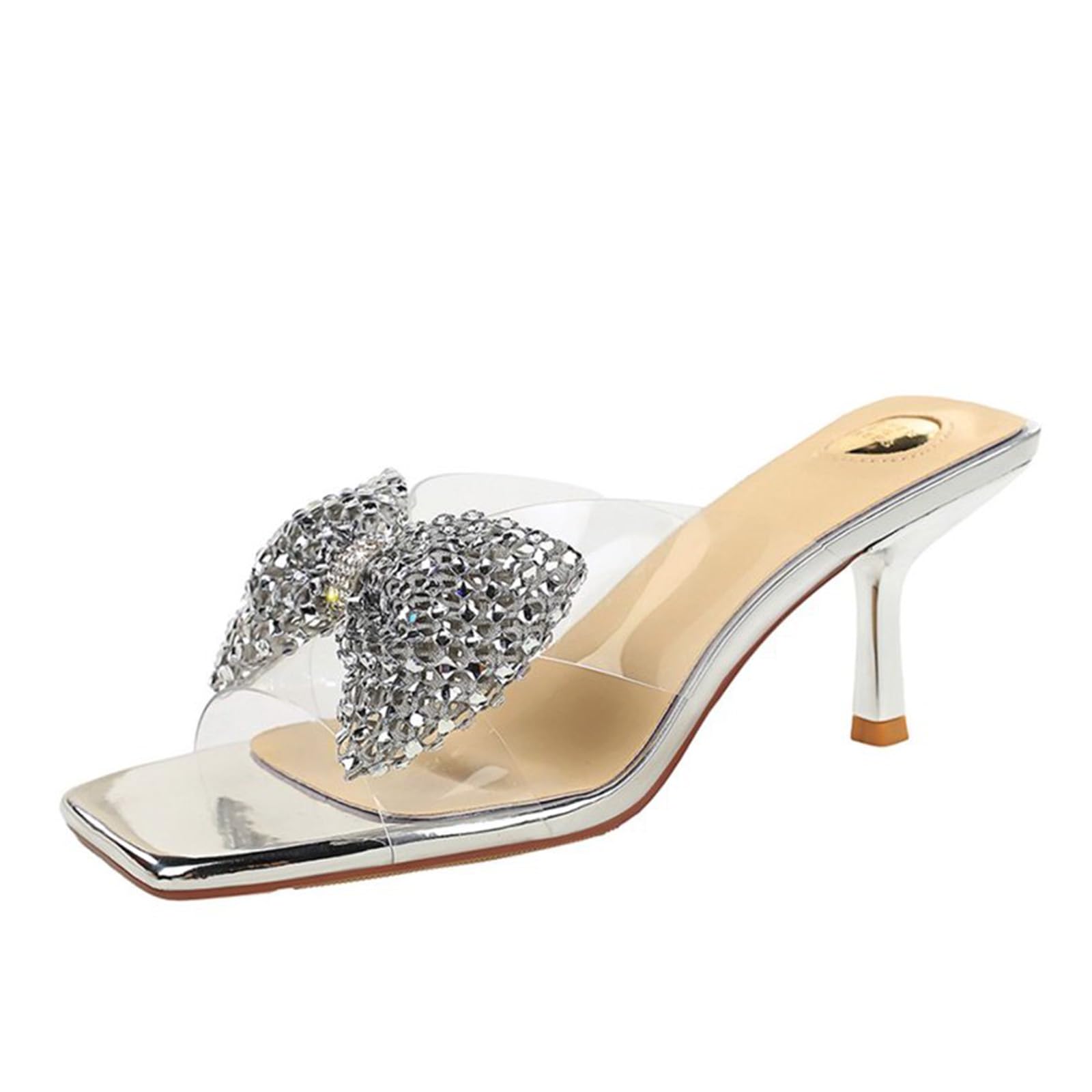 Genérico Sandalias de Tacón Alto 6.5CM para Mujer Strass Lazo Transparente Fiesta
