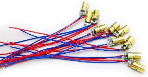 Miniatura 3 de HiLetgo 10 unids 5V 650nm 5mW Punto Rojo Cabeza Láser Diodo Láser Tubo Láser Rojo con Conductores Cabeza Diámetro Exterior 0.236 in