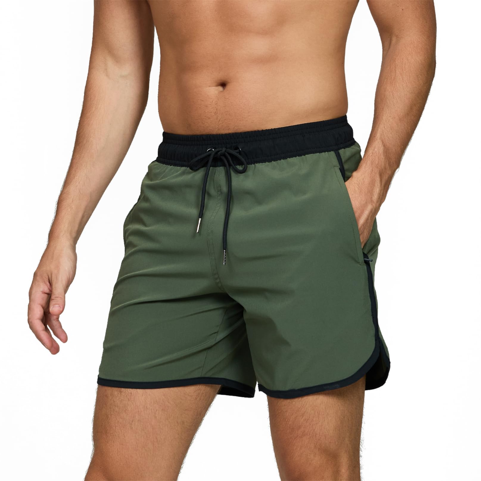 EDOTON Badehose für Herren Boardshorts Schnell Trocknende Strandshorts mit Verstellbarem und Taschen Badeshorts Einfarbig Bedruckte Schwimmhose S-XXL