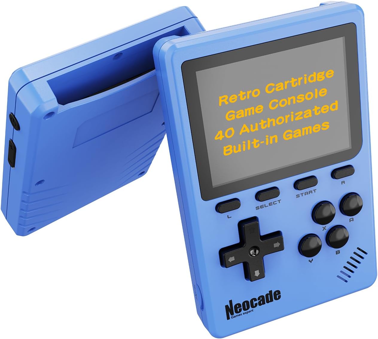 Retro Handheld Game Console with 40 Authorizated Built-in Piko Games, Support GBA Cartridge-Blue