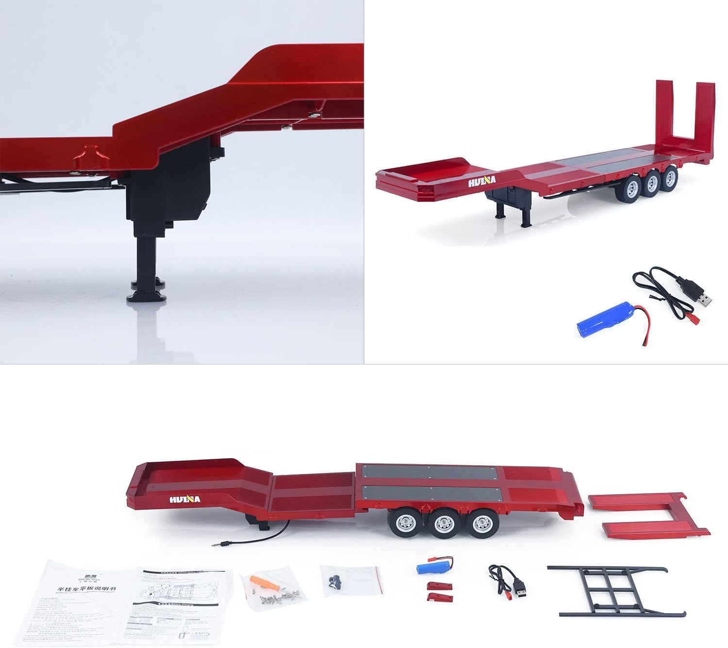 HUINA 1502 Rimorchio RC per Scania 770S Scala 1:18 | Rimorchio Radiocomandato con Luci e Suoni | Accessorio Originale per Camion RC | Modello Realistico