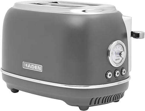 Haden Chelsea - Tostadora de ranura ancha de 2 rebanadas con control de tostado ajustable, gris y cromado