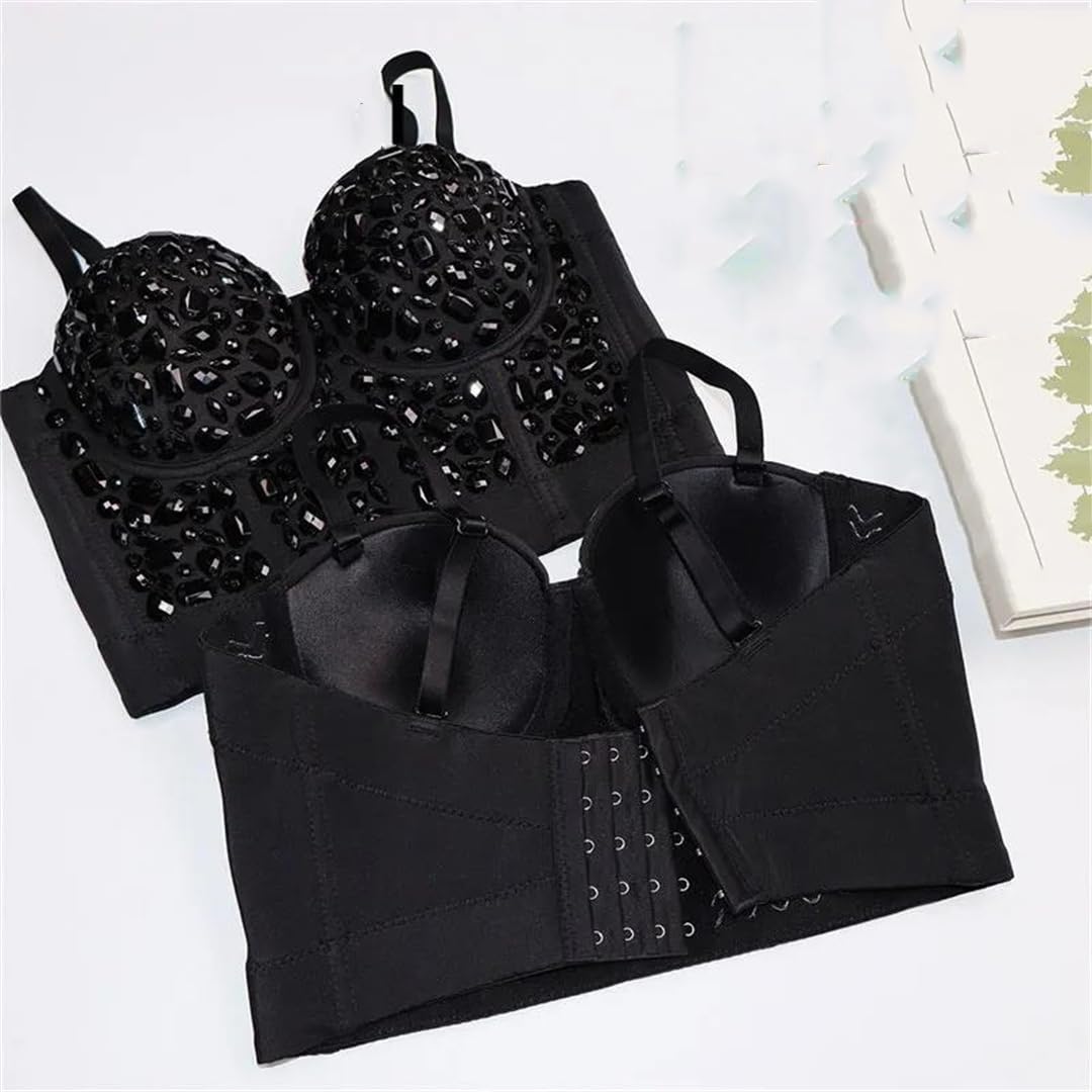 Yeuyyben Top corto da donna con paillettes corsetto senza maniche party club slim fit moda canotta