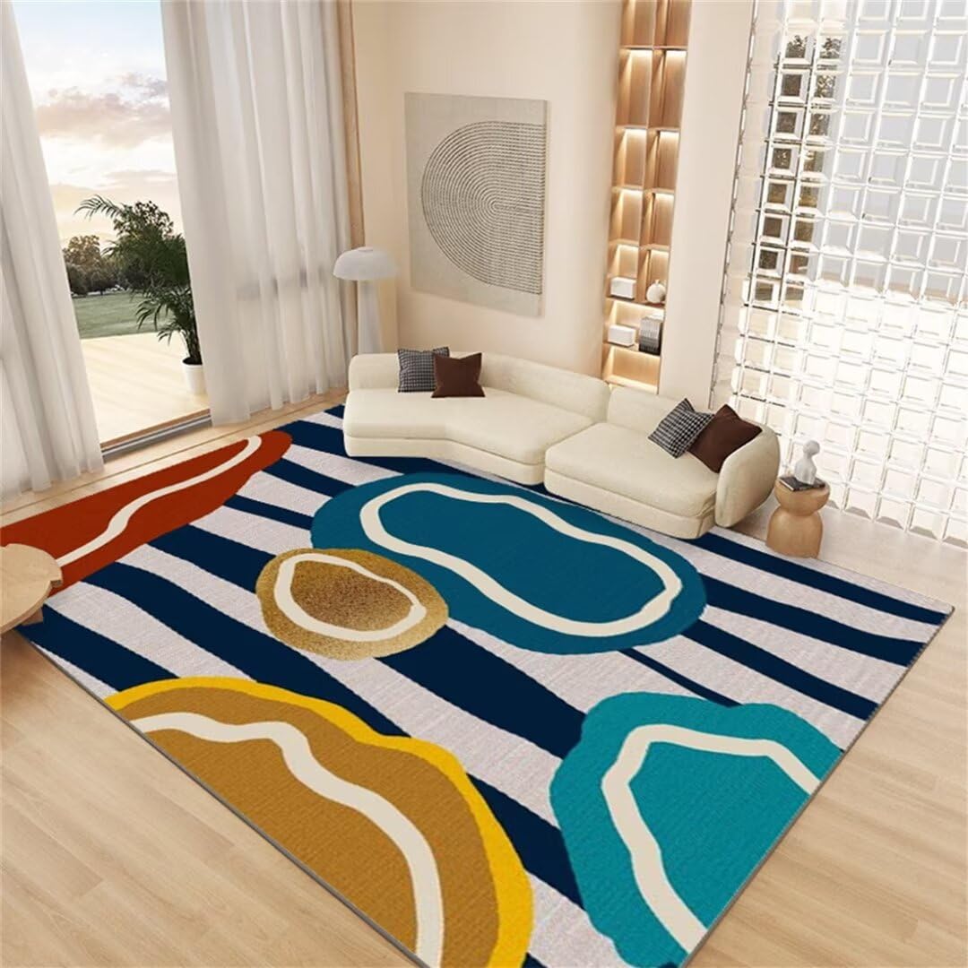 Tapis de salon bleu moderne 200x280cm pour l'espace de vie et la chambre d'enfant