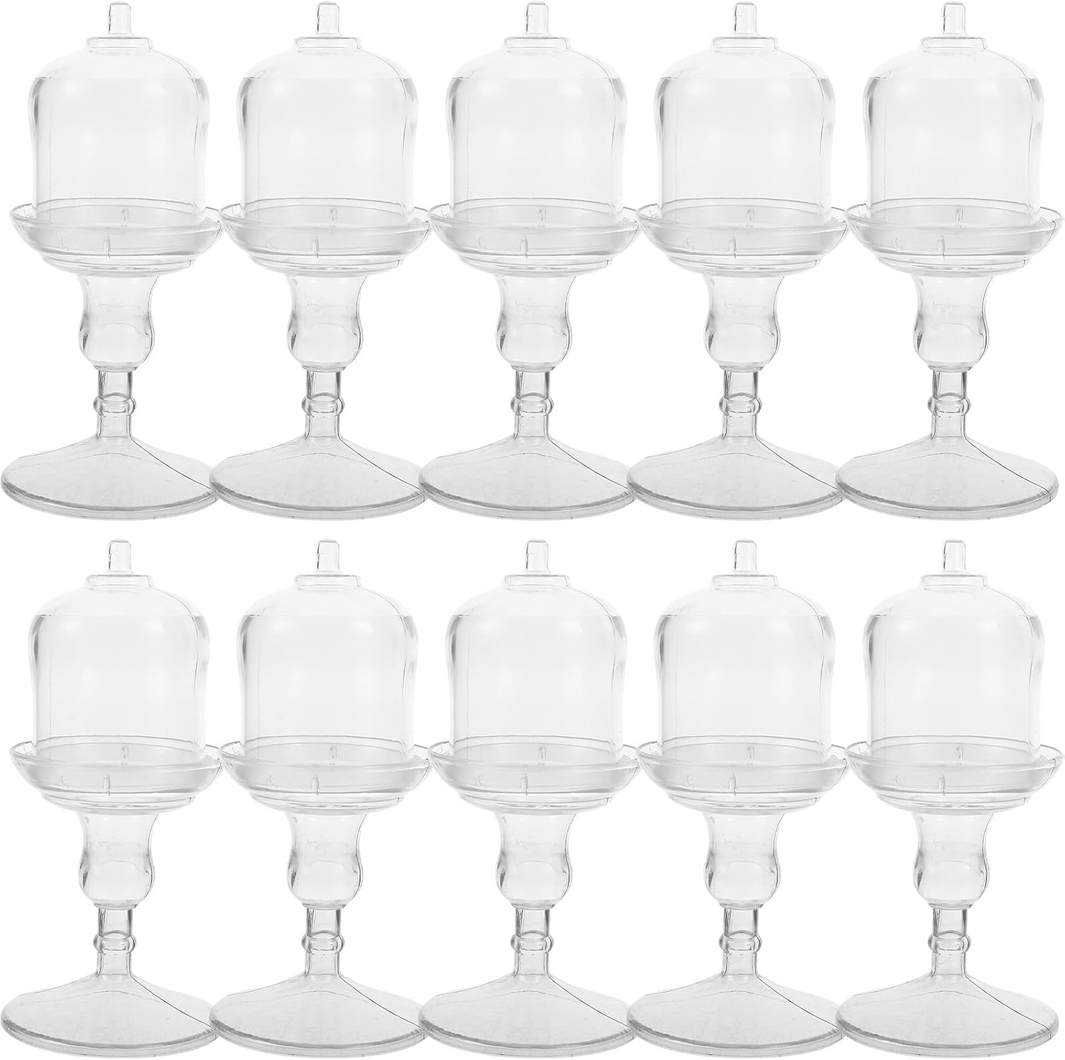 10pcs Plastic Mini Candy Stand with Dome for Dessert Display Xmas