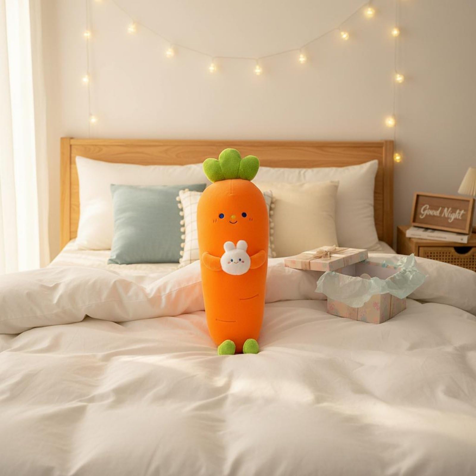 F Fityle Almohada de Peluche Zanahoria Cojín Largo Cojín para Piernas Cojín Mullido Muñeco de Peluche Textura Suave y Relleno PP Adecuada para Dormir de Lado Dormitorio Sofá, 95 Cm