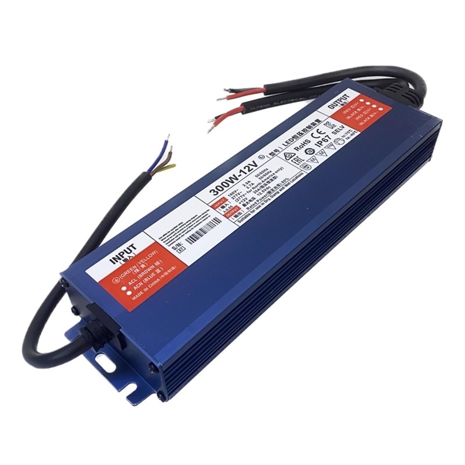 FCARUMIQP 1pcs 300W Waterproof Lighting Transformers DC12V 25A 24V 12.5A LED Driver AC220V Adapter Power Supply