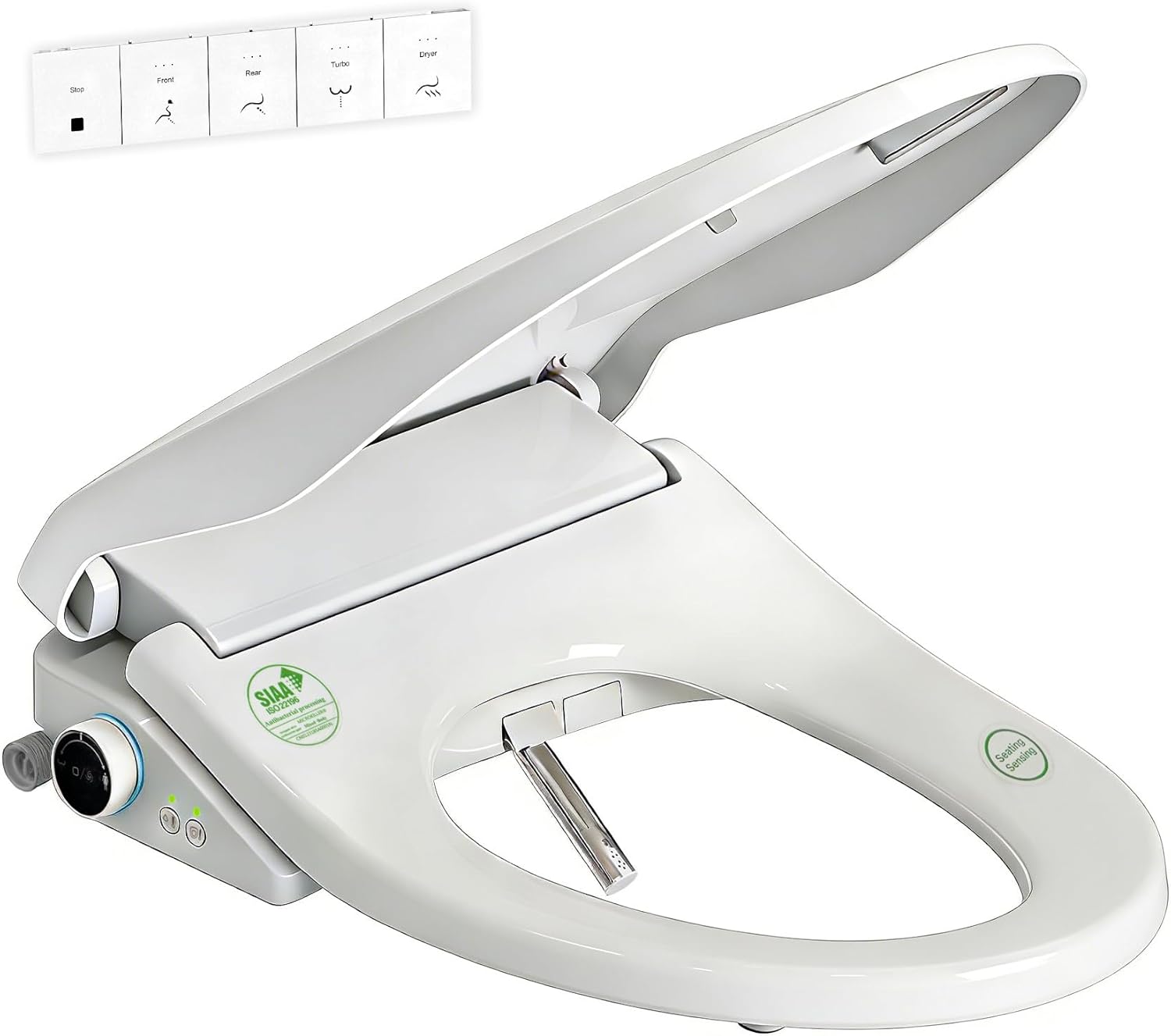 Bidet Toilet Seat Elongated, Electric Smart Heated Toilet Seat with Instant Warm Water & Dryer, Adjustable Temperature & Pressure, Self-Clean Nozzle,Remote Control, Soft Closed Lid,White