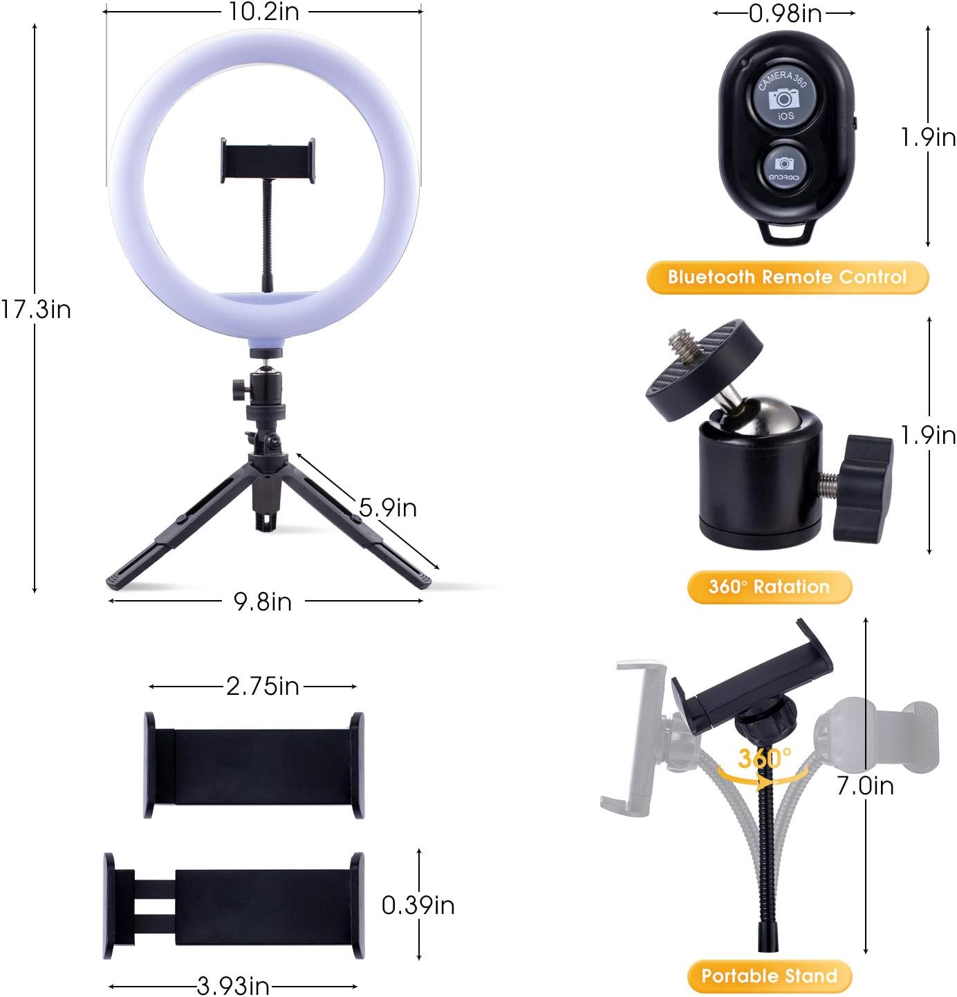 70% Off Everything BestGK 10.2'' Selfie Ring Light with Adjustable Stand & Cell Phone Holder, 3 Modes 10 Brightness Levels, LED Ring Light with Ble Remote Shutter for YouTube/Live Stream/Photography/Makeup/Self-Portrait