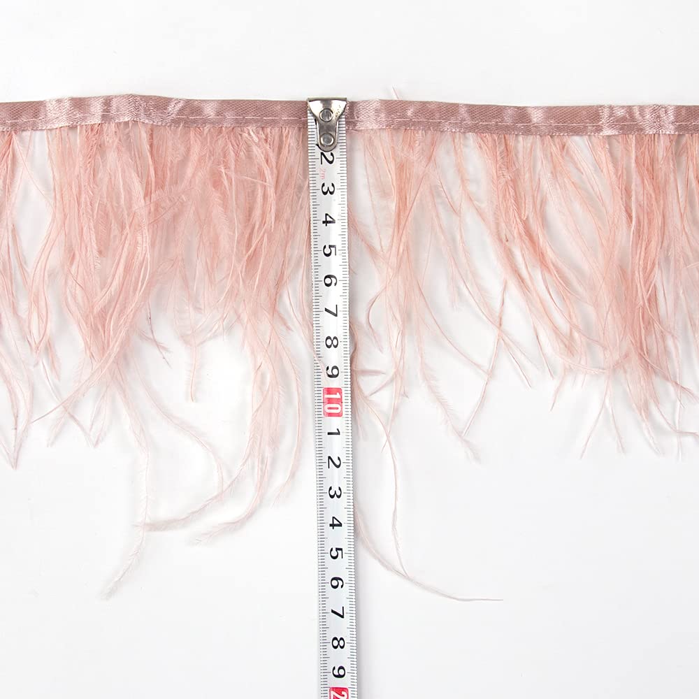 3 Yards 10-15cm Leather Pink Ostrich Feathers Trim Fringe for DIY Dress Sewing Crafts Costumes Decoration - Image 3