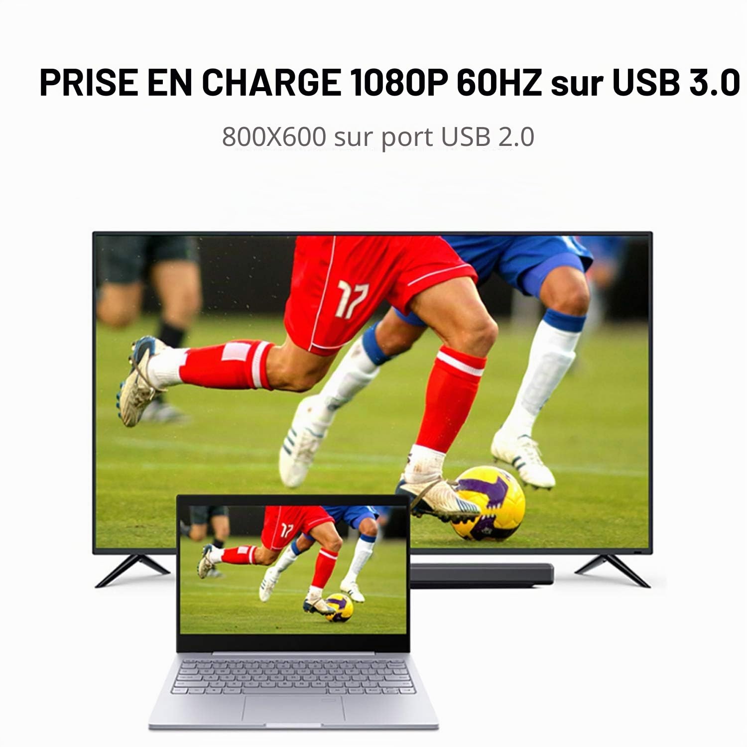 Câble adaptateur USB vers VGA compatible macOS et Windows XP/Vista/10/8/7 - USB 3.0 vers VGA mâle - Convertisseur adaptateur pour écran 1080p (2 m)