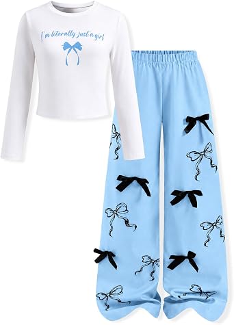 Girls 2 Piece Outfit Tween Girls Winter Clothes Set Long Sleeve + Butterfly Print Pants Outfits