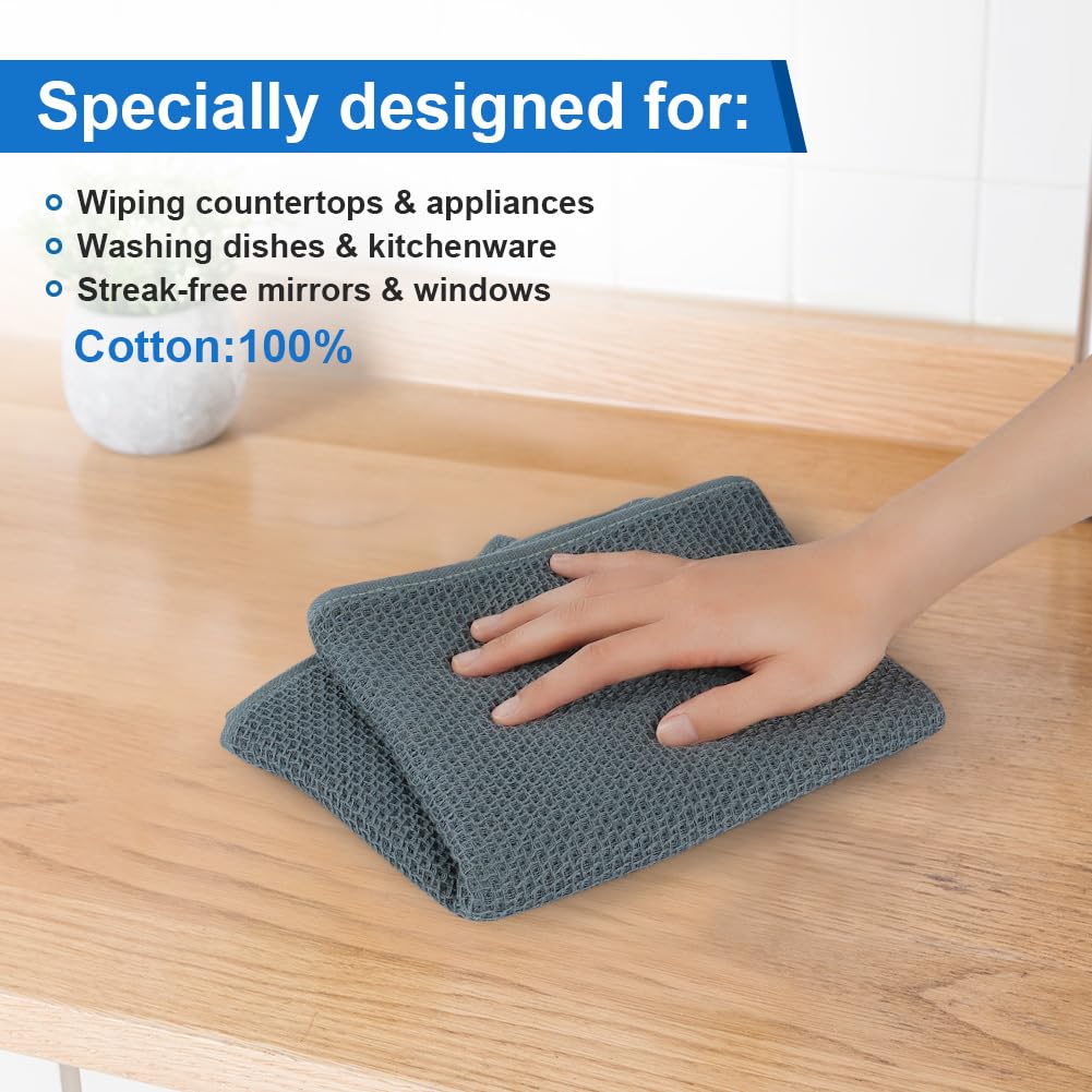 HOTUT Kitchen Dish Cloths Waffle Weave, 75×35cm Kitchen Dish Tea Towel, Ultra Soft Absorbent Quick Drying Dish Towels - Image 3