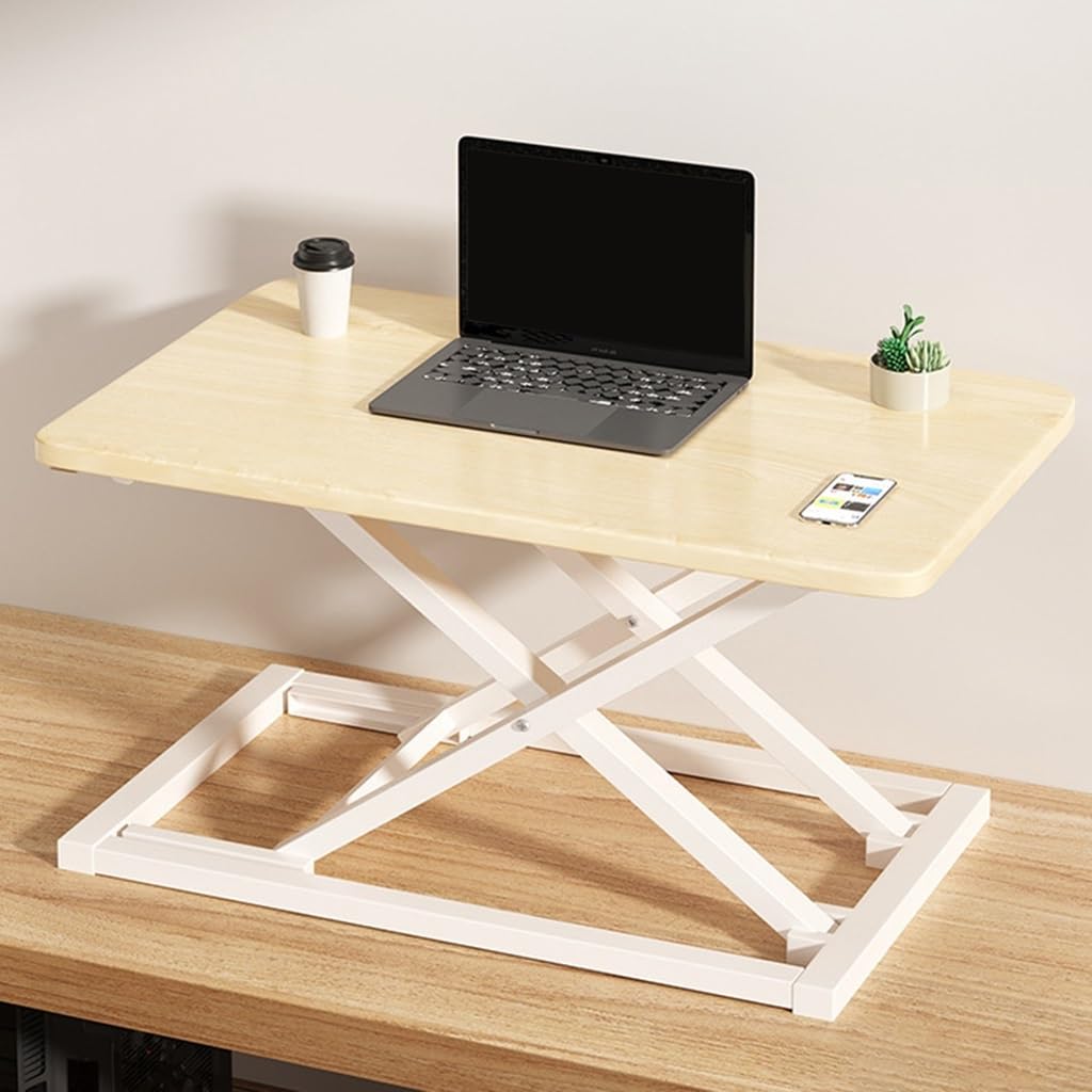 Convertisseur de Bureau Debout Ergonomique à Hauteur réglable – Couleur Bois, 60 x 34 cm