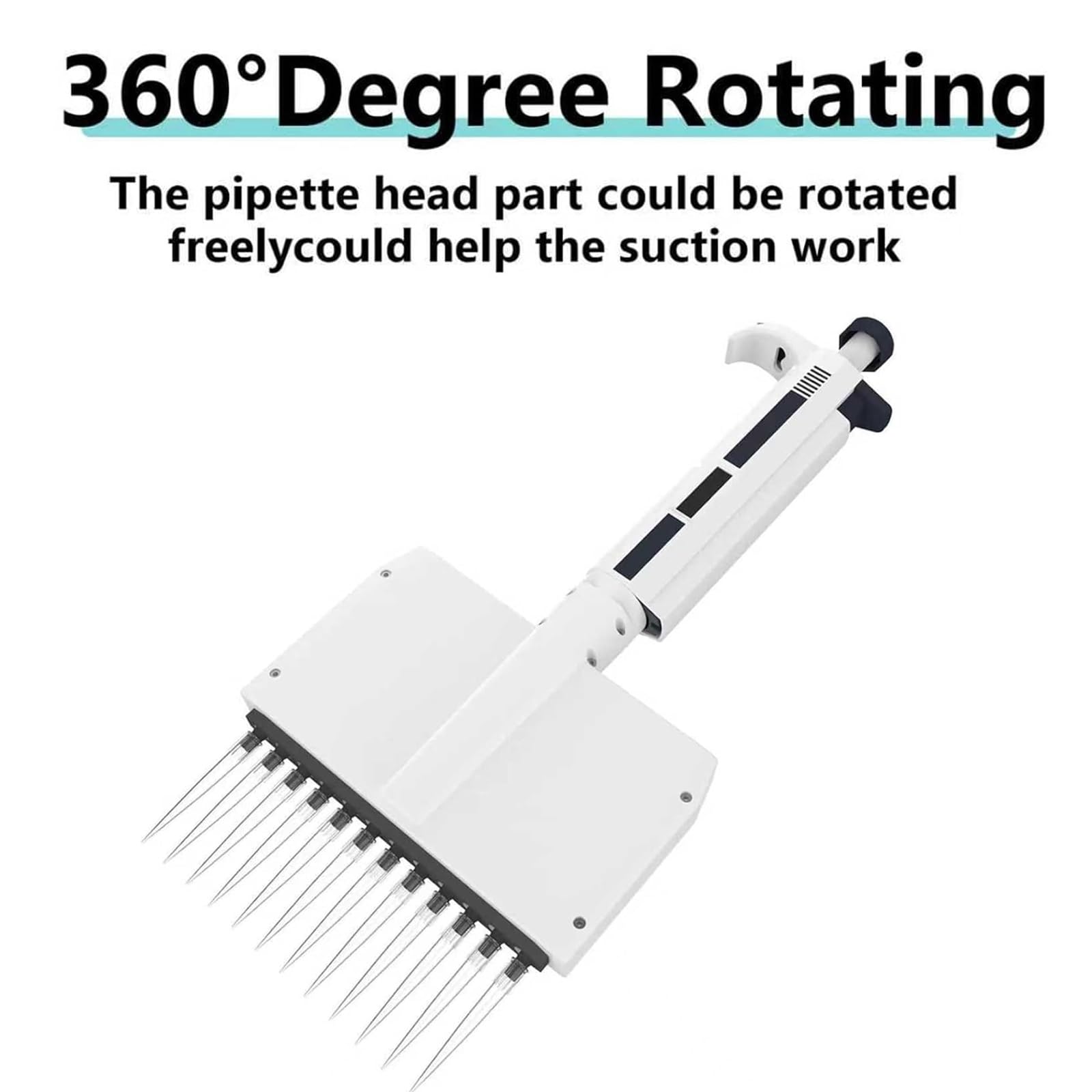 Micropipeta de Laboratorio de pipetas de 12 Canales, Volumen Ajustable 0,5 ul-10 ul/5-50 ul/50-300 ul pipetas multicanal, Controlador de pipeta de Alta precisión con Pantalla Digital(50-300ul)