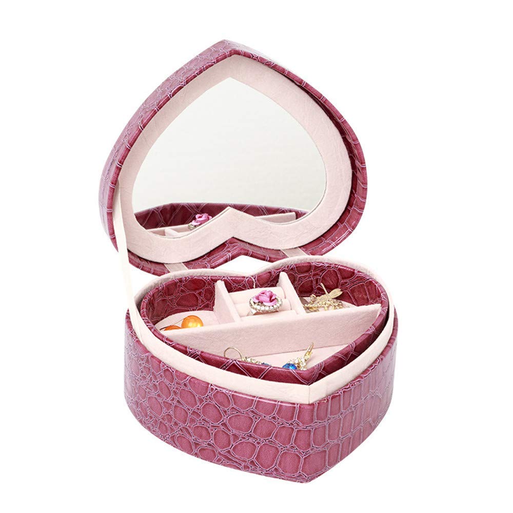 Jewellery Box Heart-shaped Jewelry Box Housing And Travel Within The Showcase Hosted Storage Box Earrings Necklaces Bracelets Watches For Girls And Women With Mirror Jewelry Gift For Daily Wear Jewell