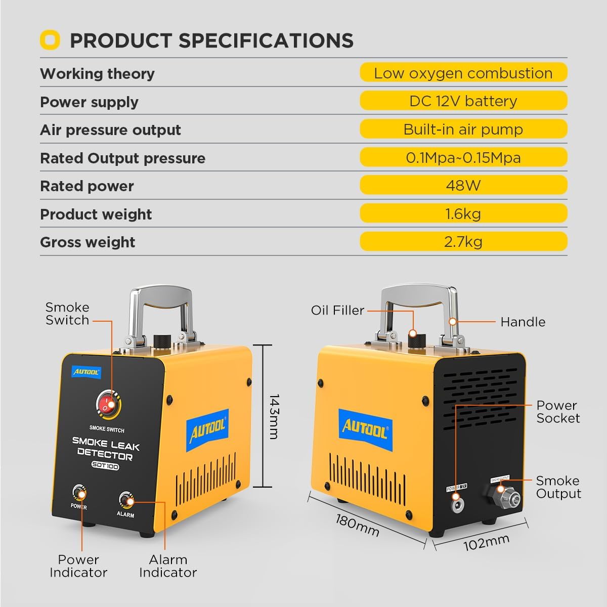 AUTOOL SDT 100 Product Specifications and Dimensions