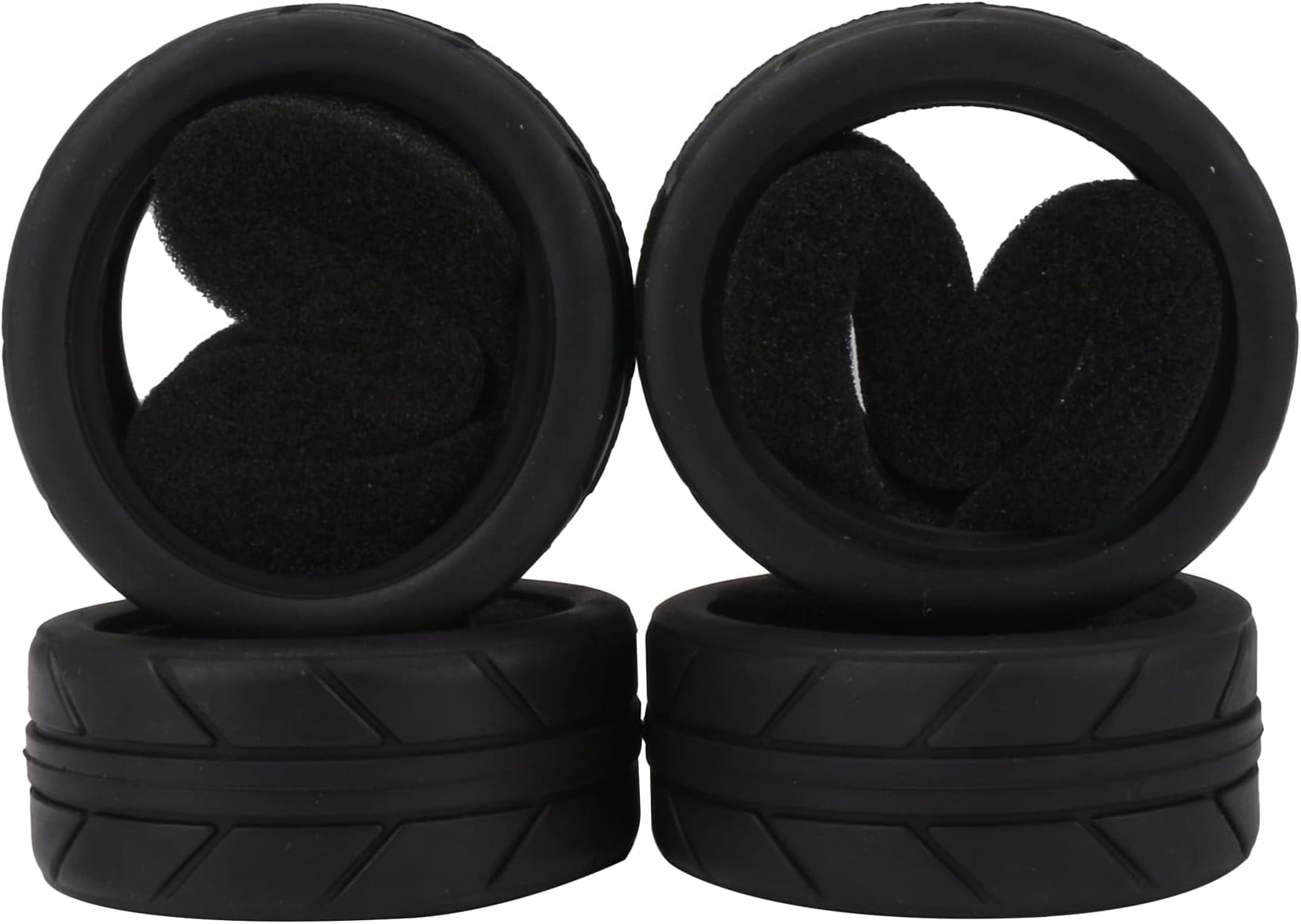 BQLZR 2.56" OD Black RC 1:10 Arrows Pattern Rubber Tyre Tire fit On Road Racing Car Pack of 4