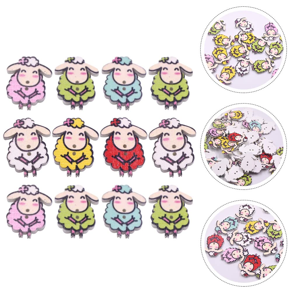 50-Piece Cartoon Sheep Buttons – Colorful Sewing Buttons For DIY Crafts, Clothing, Knitting & Decor (2-Hole Design) - View #3