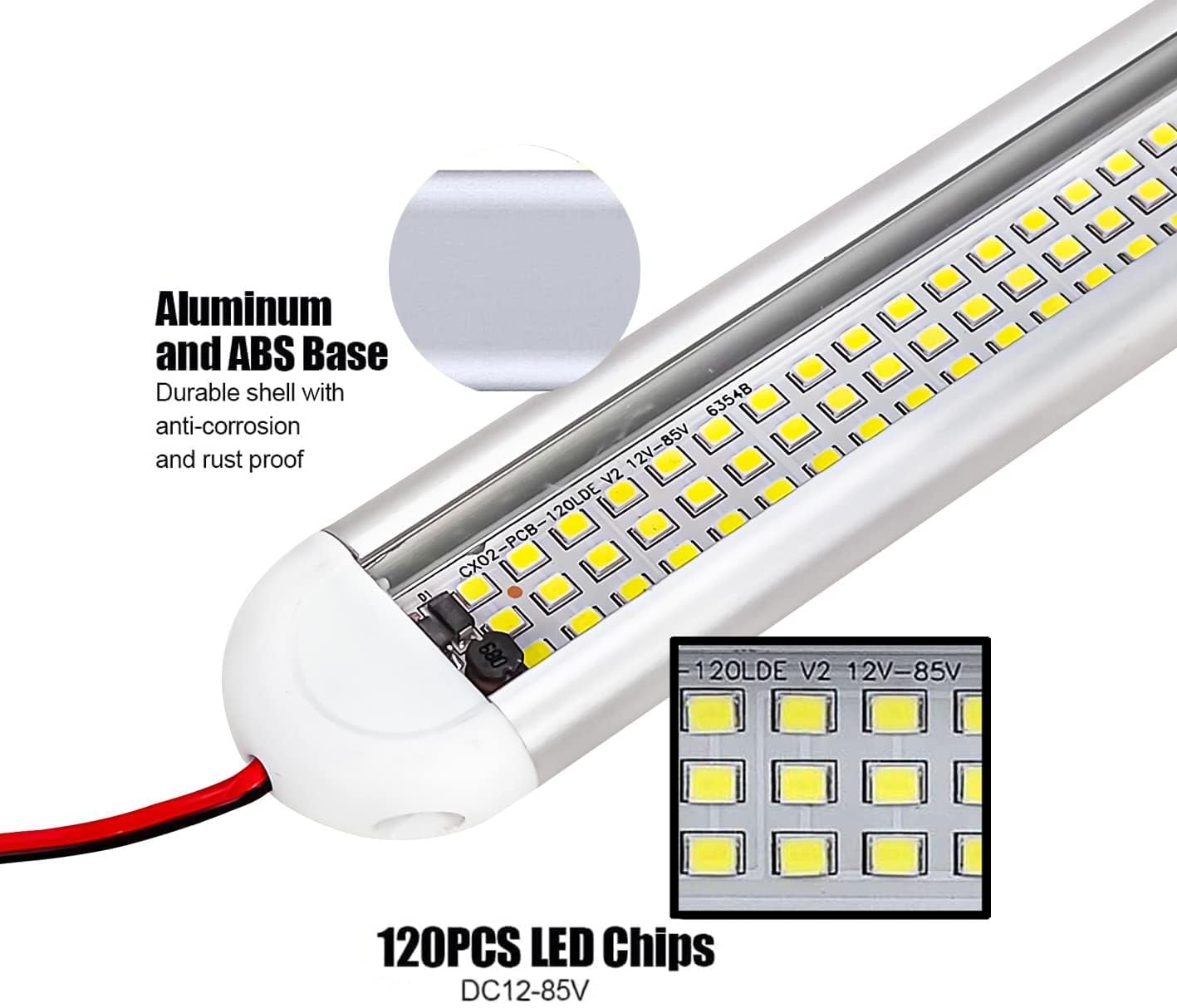 oświetlenie wewnętrzne LED z 120 diodami LED, 12 V, z przełącznikiem, listwa świetlna LED z, do samochodów, kamperów, busów, łodzi, kamperów, kuchni, łazienki