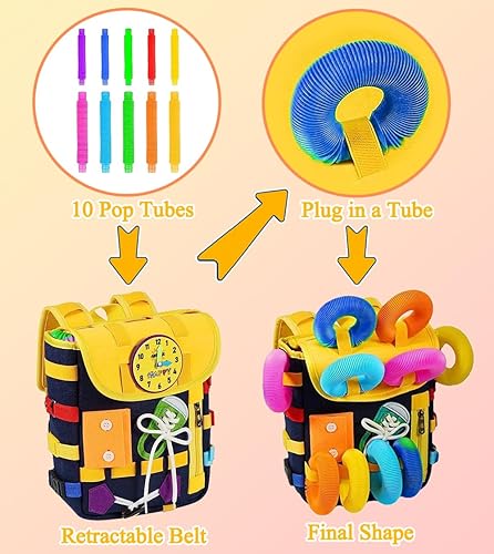 Miniatura 3 de Aozzy Mochila Montessori para niños pequeños con hebillas y cremalleras, juguetes sensoriales Montessori, actividad de aprendizaje a través del