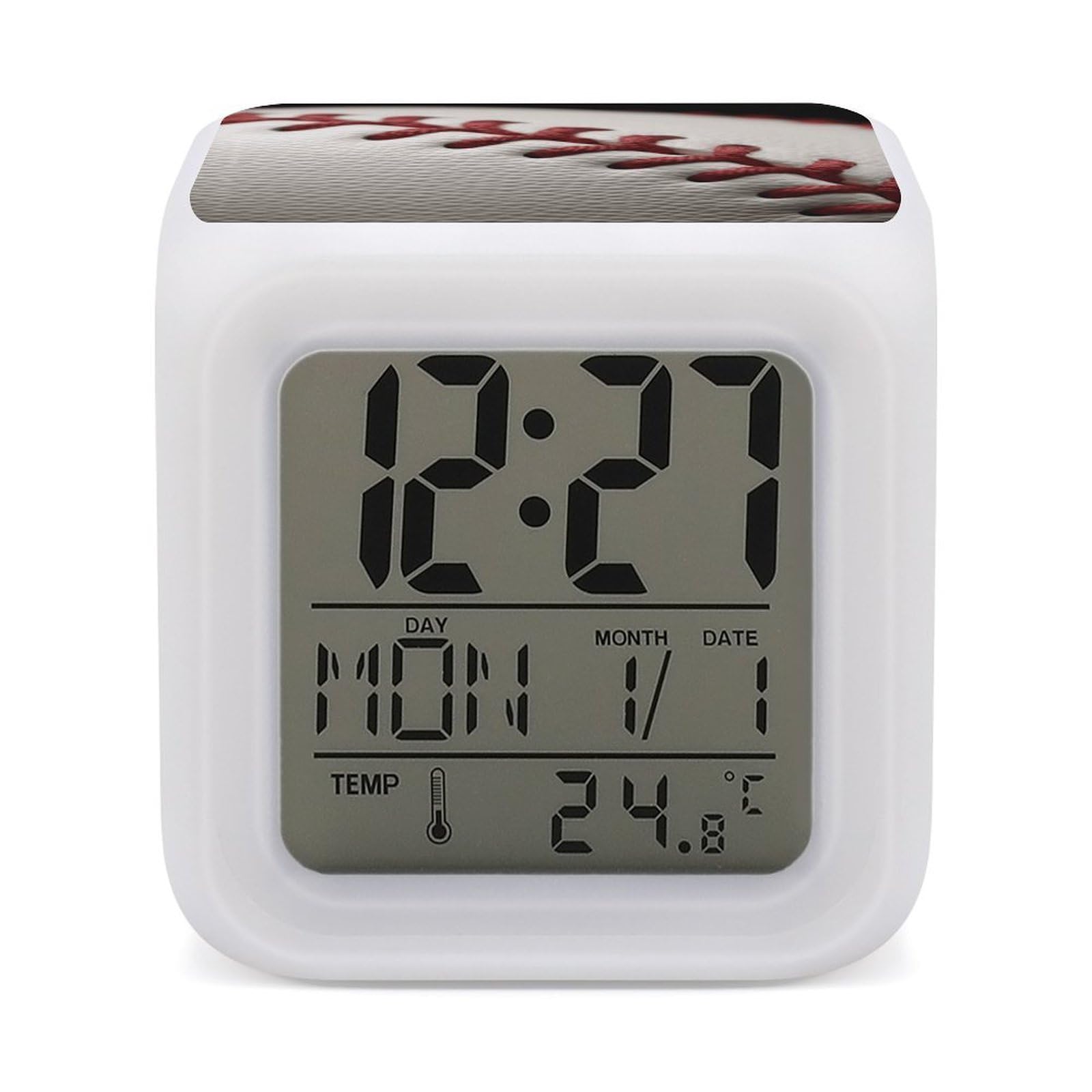 Despertador sin sobresaltos con reloj de béisbol digital LED y luces tenues relajantes