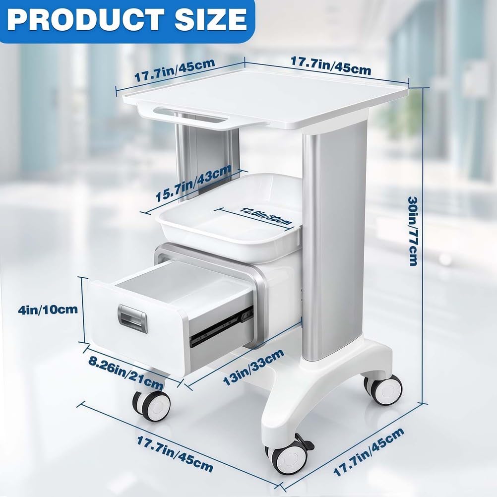 Carrito médico, carrito utilitario rodante con cajones y ruedas silenciosas para clínicas, oficinas dentales y salones de belleza