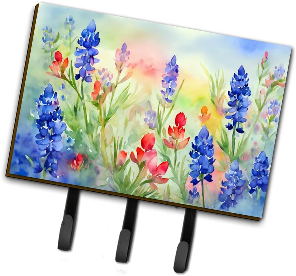Caroline's Treasures Tennessee Iris in Watercolor Leash or Key Holder Wall Hooks, Key Hooks Holder, Coat Rack Wall Mount, Coat Hooks, Hooks for Hanging Keys, Towels, Aprons, Leashes