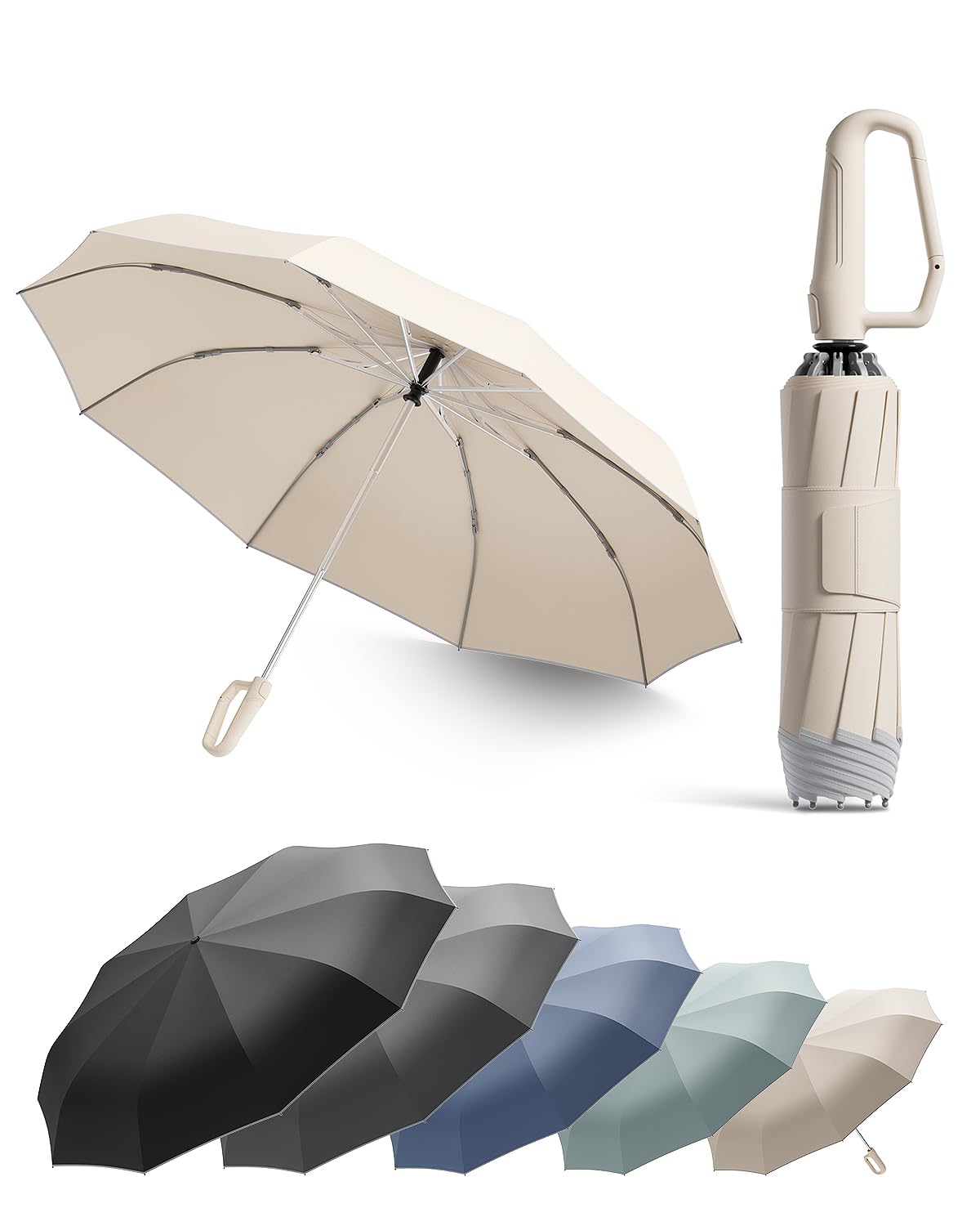Windproof Travel Umbrella for Rain, Withstand 85MPH Winds, 52 Inch Automatic Reverse Fold Umbrellas Easy Auto Open Close, Portable Compact Umbrella Includes Cover Bag, Perfect for Travel, Car-image-22