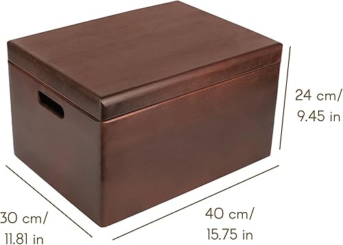 Miniatura 3 de Caja de almacenamiento grande de madera marrón con tapa con bisagras, 15.8 x 11.8 x 9.44 pulgadas (+-0.5), caja de regalo, caja de regalo, producto