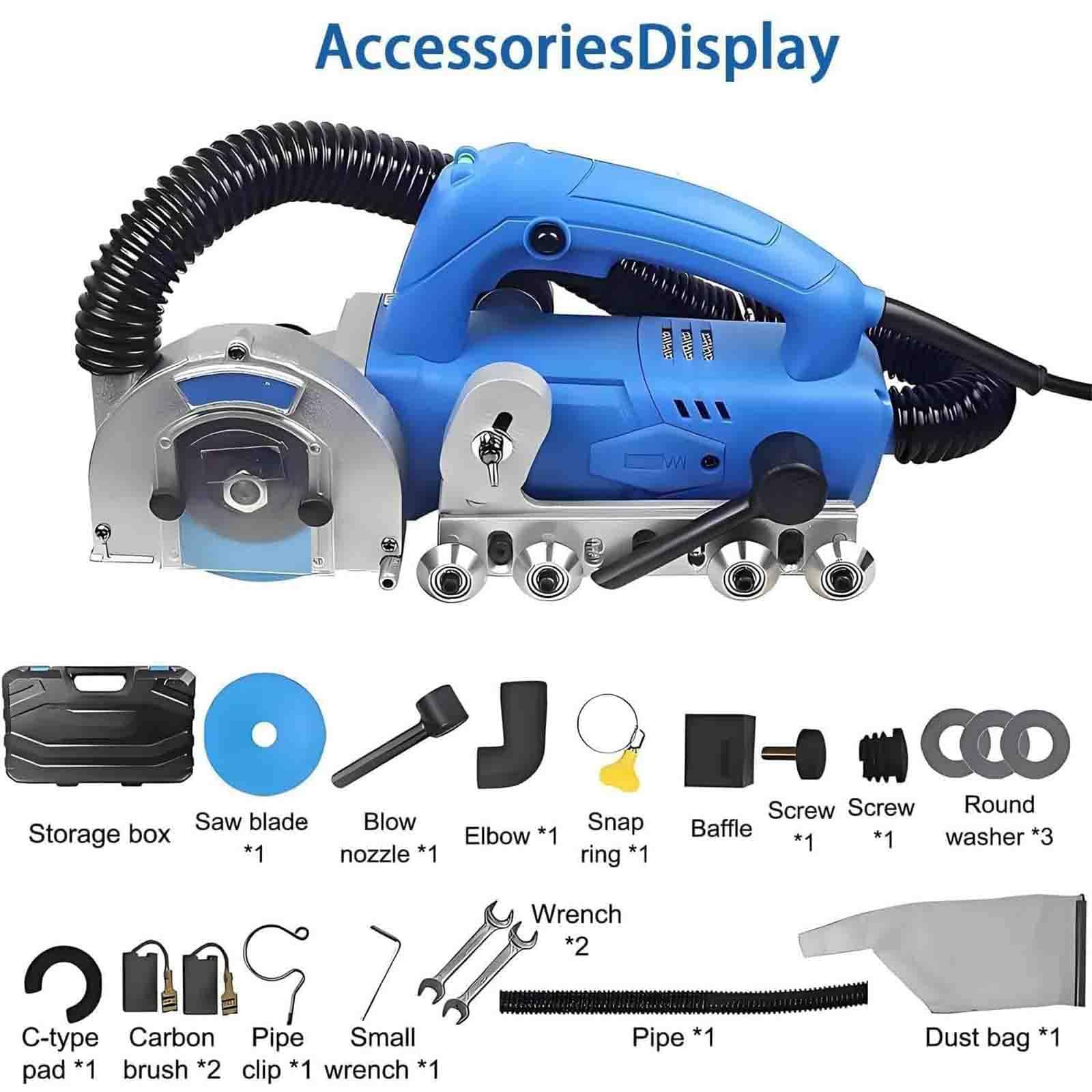 Herramienta Quitar Lechada Azulejos,Limpiador Juntas Potente,1200W 9000RPM Rebote Automático,Abrir Juntas Limpiar Huecos,Hogar Proyectos Bricolaje Renovación 2*sawblade