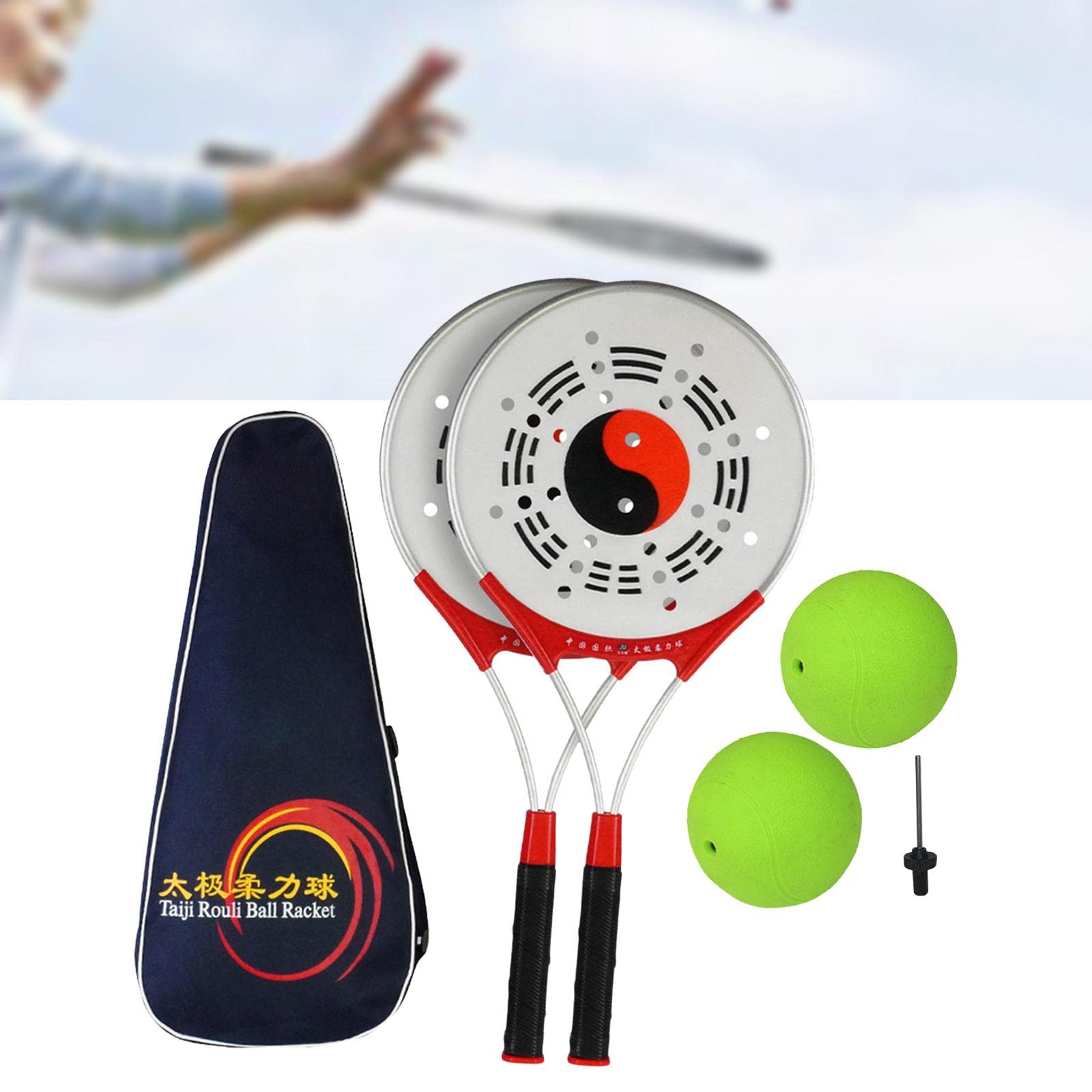 Amagogo Tai Schläger Ball Set Softball Fitness Taiji Rouli Ball Schläger Aufbewahrungstasche für ältere Übungen chinesische Wushu Kampfkunst