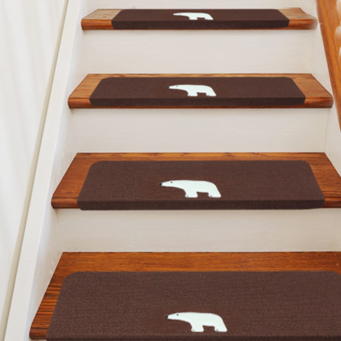 階段 滑り止めマット 階段マット 15段 55x22cm オーナメントボーダー 滑り止め マット すべり止め 防音 おしゃれ 洗える 撥水 階段 滑り止めマット コーヒー色B 階段マット 15段 55x22cm 滑り止め