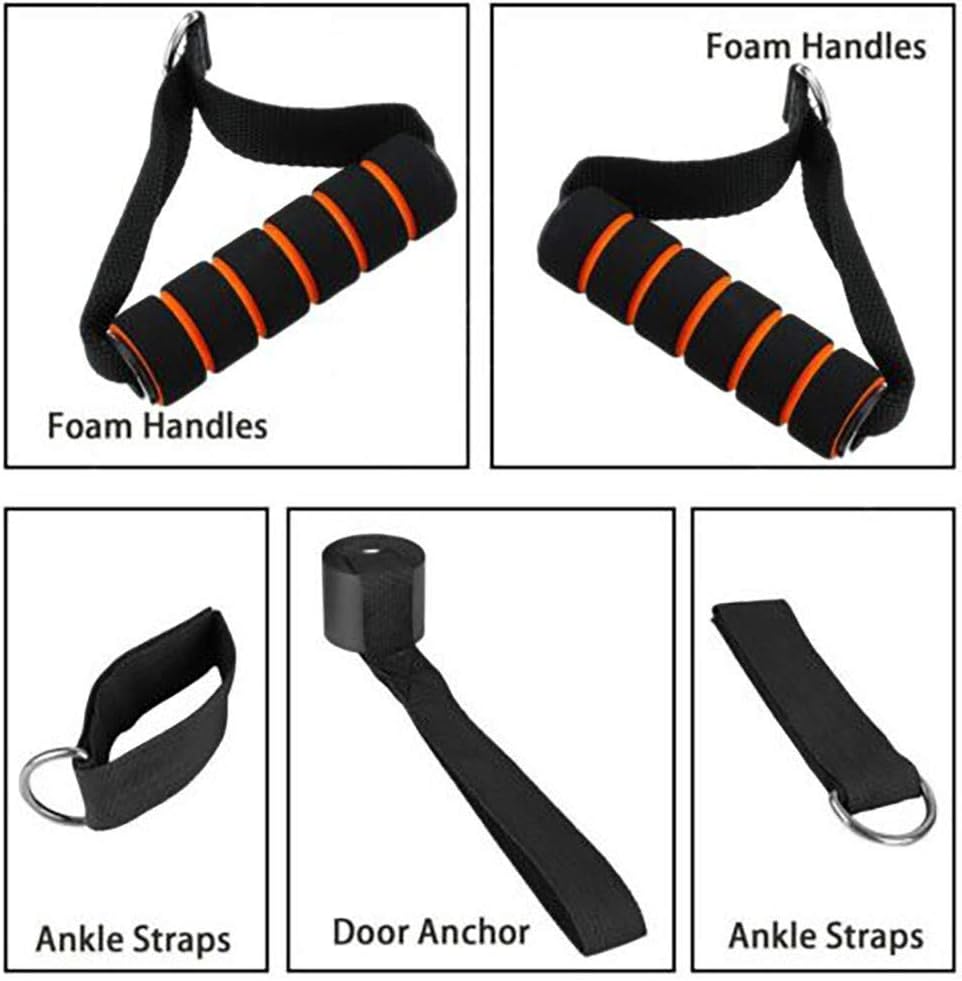 Rainlin Portable Exercise Resistance Band Set Stackable up to 150 lbs (5 Stackable Exercise Bands with Door Anchor, Ankle Straps, Carrying Case) Exercise Stretch Fitness Home Set (1 Set)